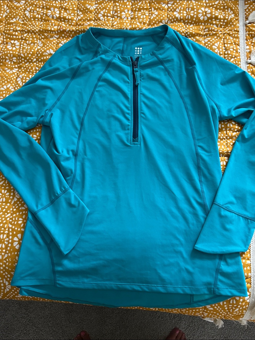 Title Nine Aqua Green Performance Zip-Up Top